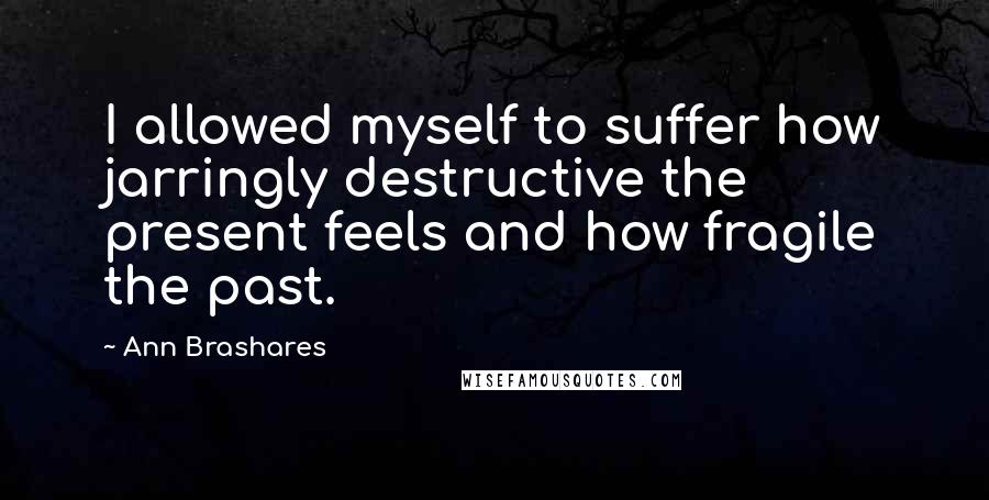 Ann Brashares Quotes: I allowed myself to suffer how jarringly destructive the present feels and how fragile the past.