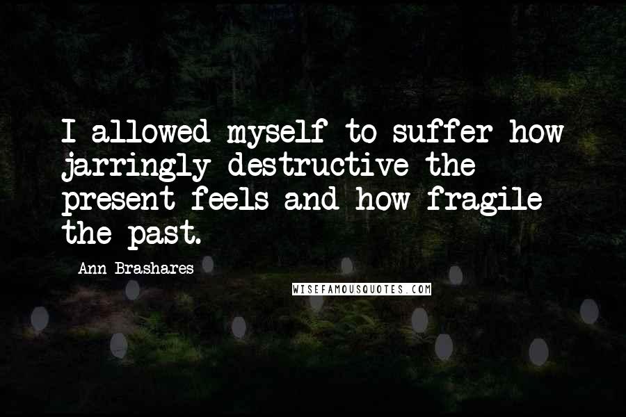 Ann Brashares Quotes: I allowed myself to suffer how jarringly destructive the present feels and how fragile the past.