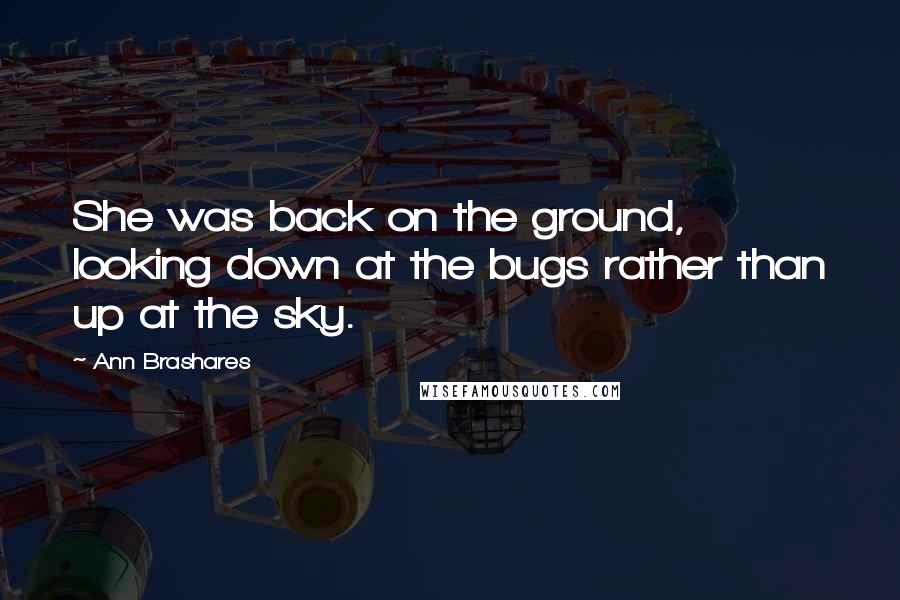 Ann Brashares Quotes: She was back on the ground, looking down at the bugs rather than up at the sky.