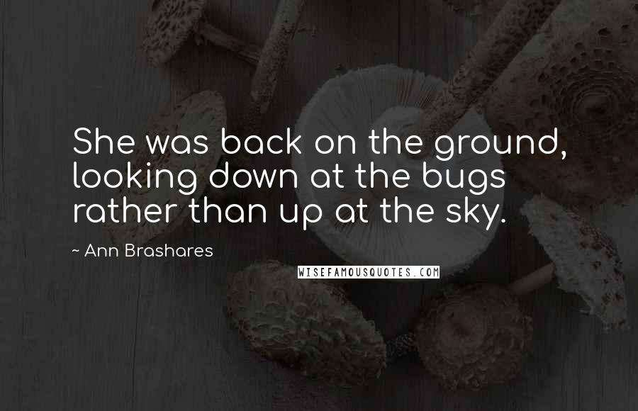 Ann Brashares Quotes: She was back on the ground, looking down at the bugs rather than up at the sky.