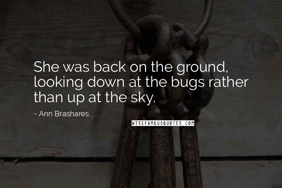 Ann Brashares Quotes: She was back on the ground, looking down at the bugs rather than up at the sky.