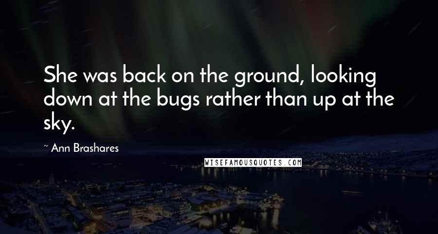 Ann Brashares Quotes: She was back on the ground, looking down at the bugs rather than up at the sky.