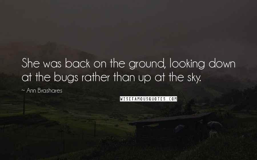Ann Brashares Quotes: She was back on the ground, looking down at the bugs rather than up at the sky.