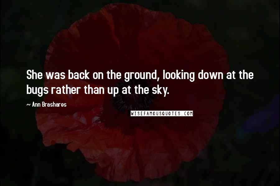 Ann Brashares Quotes: She was back on the ground, looking down at the bugs rather than up at the sky.
