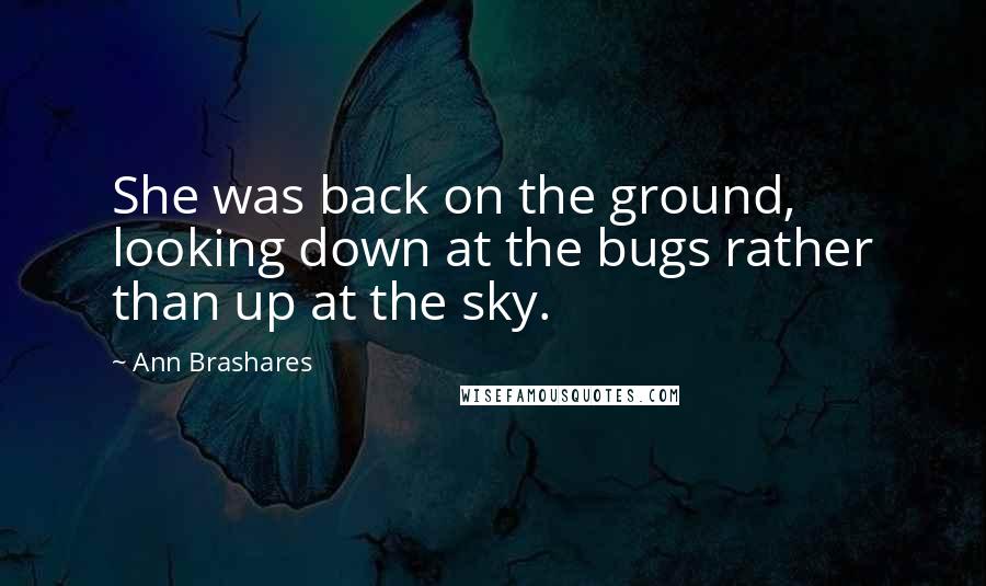 Ann Brashares Quotes: She was back on the ground, looking down at the bugs rather than up at the sky.