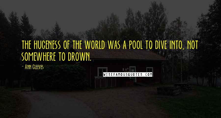 Ann Cleeves Quotes: the hugeness of the world was a pool to dive into, not somewhere to drown.