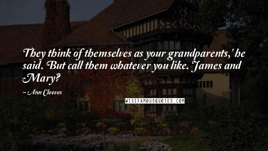 Ann Cleeves Quotes: They think of themselves as your grandparents,' he said. But call them whatever you like. James and Mary?