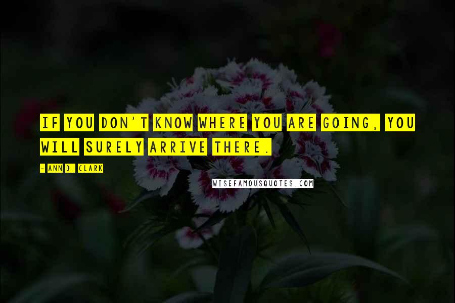 Ann D. Clark Quotes: If you don't know where you are going, you will surely arrive there.
