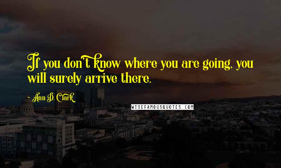 Ann D. Clark Quotes: If you don't know where you are going, you will surely arrive there.