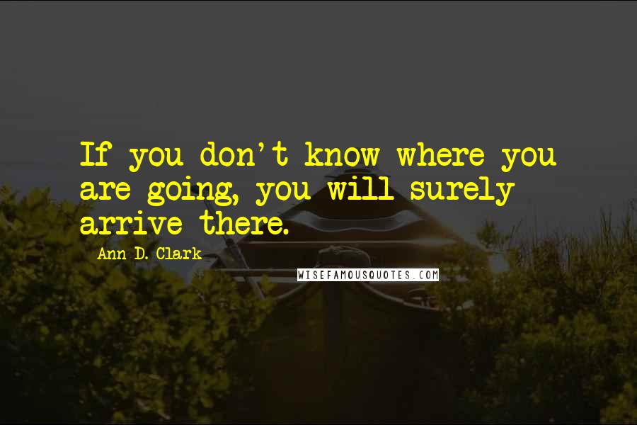 Ann D. Clark Quotes: If you don't know where you are going, you will surely arrive there.