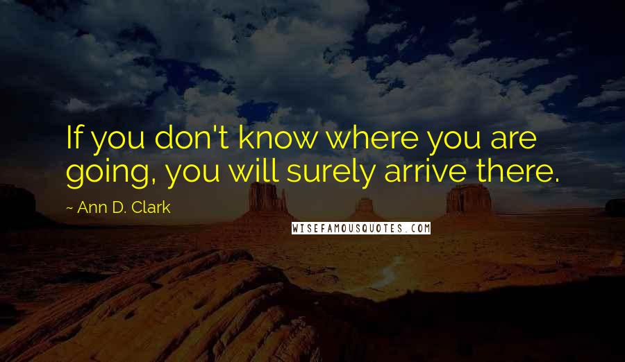 Ann D. Clark Quotes: If you don't know where you are going, you will surely arrive there.