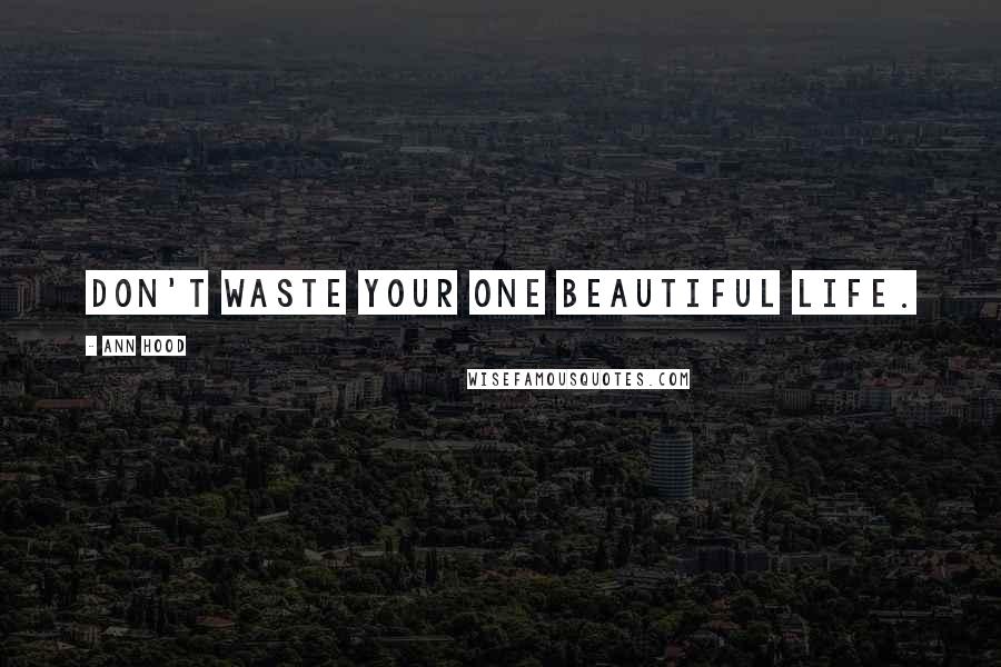 Ann Hood Quotes: Don't waste your one beautiful life.