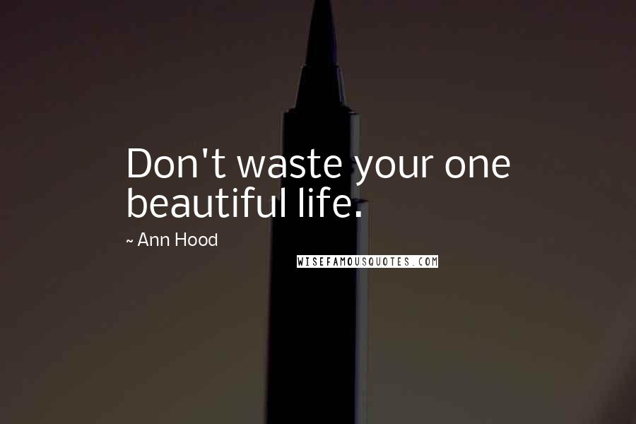 Ann Hood Quotes: Don't waste your one beautiful life.