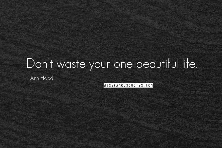 Ann Hood Quotes: Don't waste your one beautiful life.