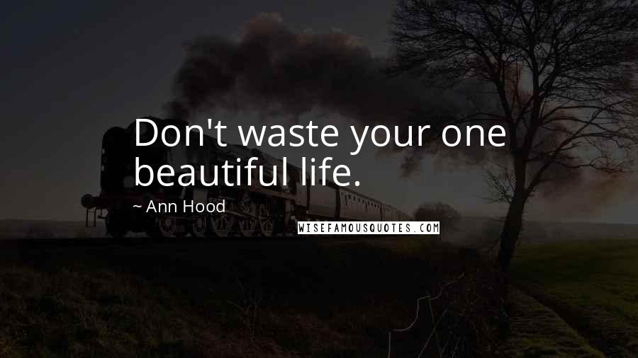 Ann Hood Quotes: Don't waste your one beautiful life.
