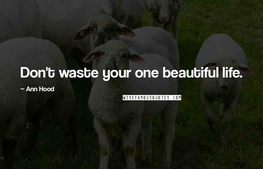 Ann Hood Quotes: Don't waste your one beautiful life.