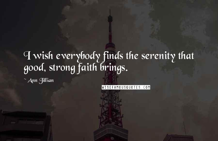 Ann Jillian Quotes: I wish everybody finds the serenity that good, strong faith brings.