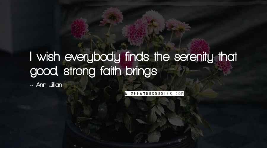 Ann Jillian Quotes: I wish everybody finds the serenity that good, strong faith brings.