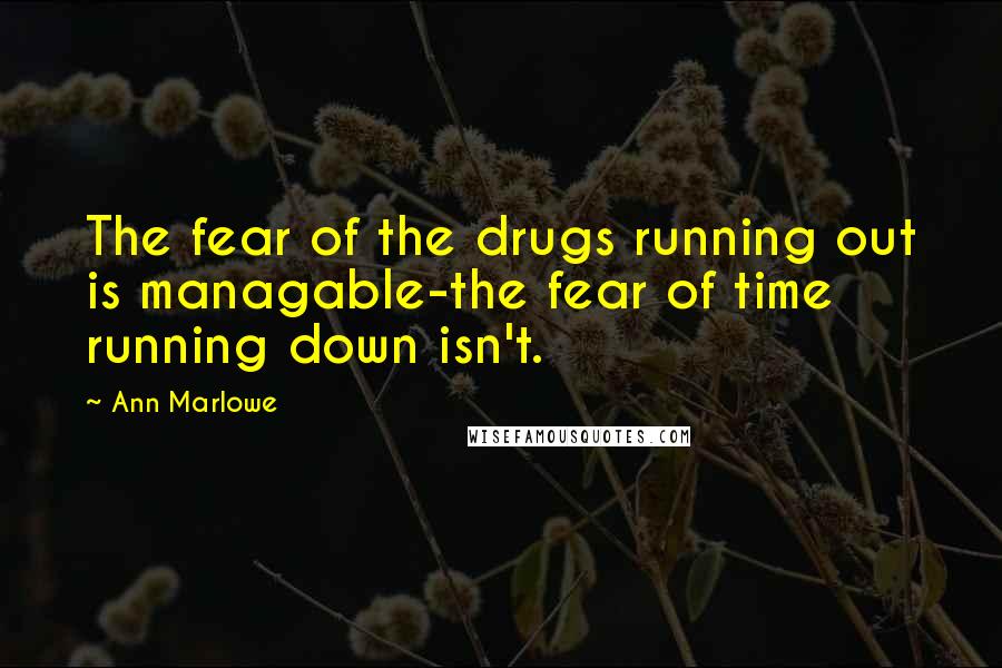 Ann Marlowe Quotes: The fear of the drugs running out is managable-the fear of time running down isn't.