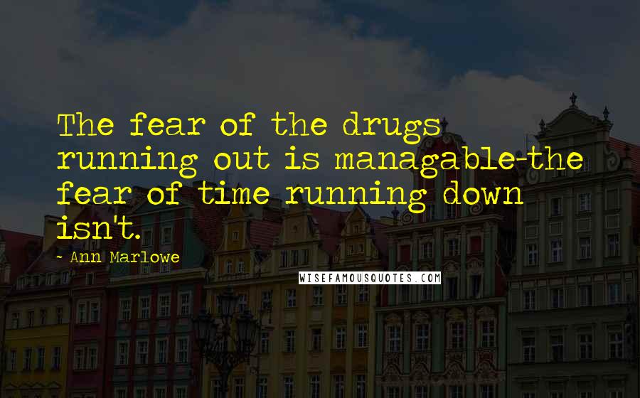 Ann Marlowe Quotes: The fear of the drugs running out is managable-the fear of time running down isn't.