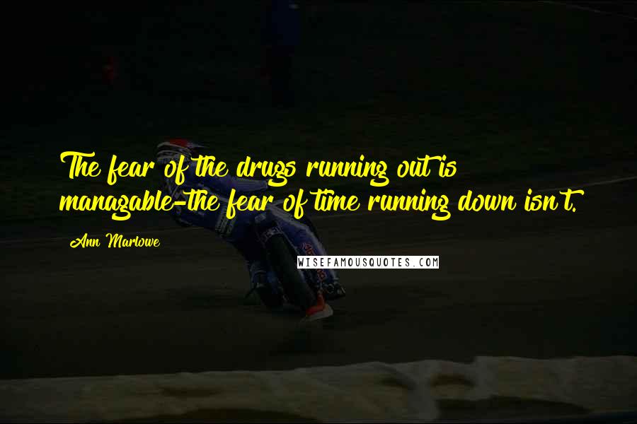 Ann Marlowe Quotes: The fear of the drugs running out is managable-the fear of time running down isn't.