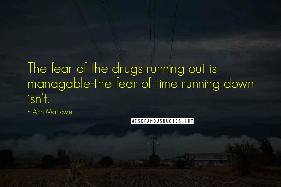 Ann Marlowe Quotes: The fear of the drugs running out is managable-the fear of time running down isn't.