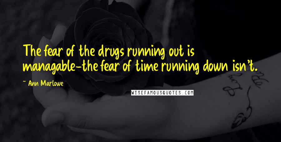 Ann Marlowe Quotes: The fear of the drugs running out is managable-the fear of time running down isn't.