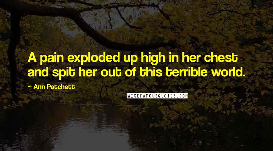 Ann Patchett Quotes: A pain exploded up high in her chest and spit her out of this terrible world.