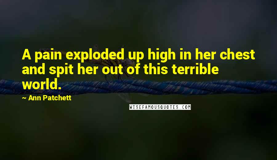 Ann Patchett Quotes: A pain exploded up high in her chest and spit her out of this terrible world.