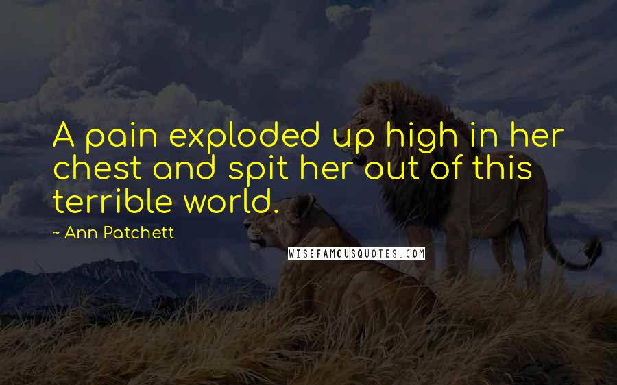 Ann Patchett Quotes: A pain exploded up high in her chest and spit her out of this terrible world.