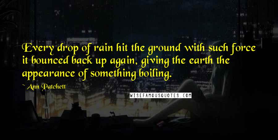 Ann Patchett Quotes: Every drop of rain hit the ground with such force it bounced back up again, giving the earth the appearance of something boiling.