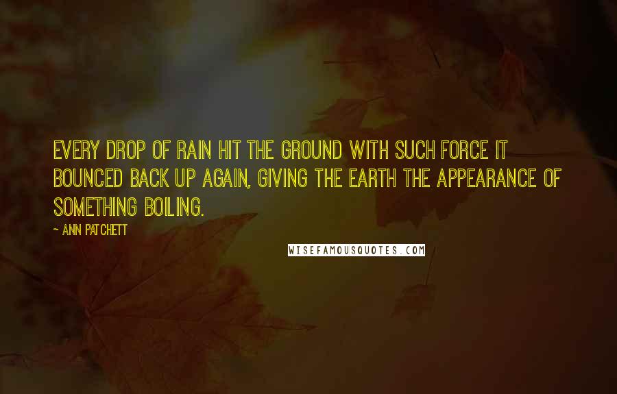 Ann Patchett Quotes: Every drop of rain hit the ground with such force it bounced back up again, giving the earth the appearance of something boiling.