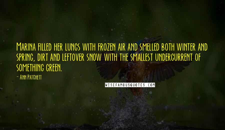 Ann Patchett Quotes: Marina filled her lungs with frozen air and smelled both winter and spring, dirt and leftover snow with the smallest undercurrent of something green.