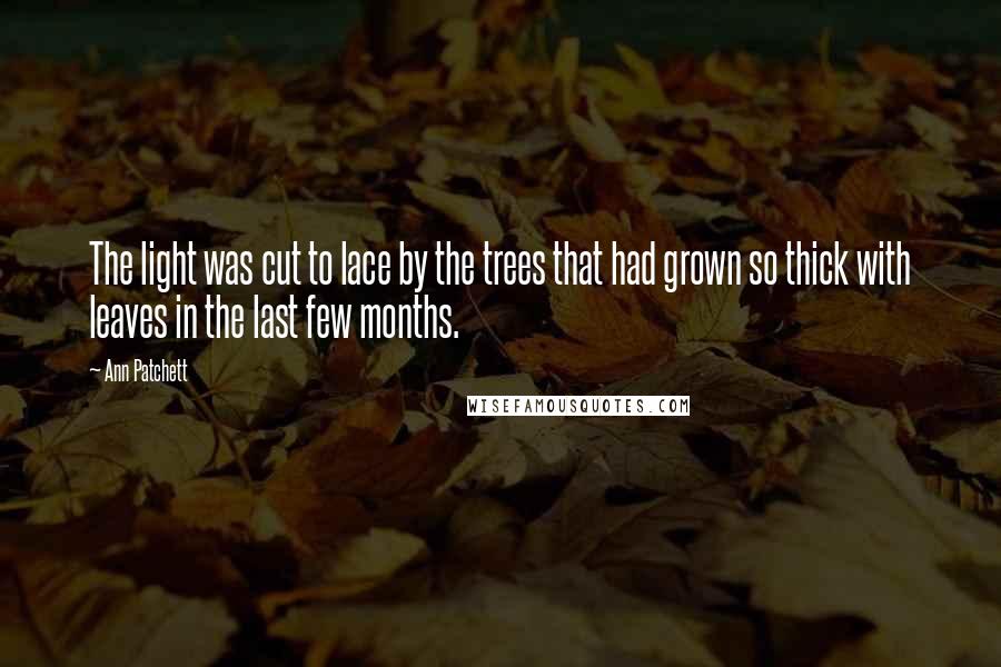 Ann Patchett Quotes: The light was cut to lace by the trees that had grown so thick with leaves in the last few months.