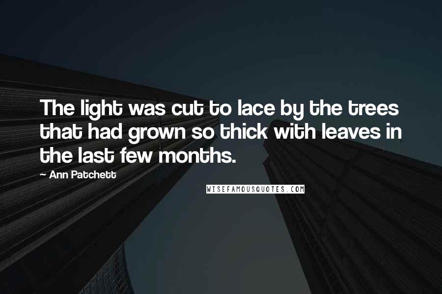 Ann Patchett Quotes: The light was cut to lace by the trees that had grown so thick with leaves in the last few months.