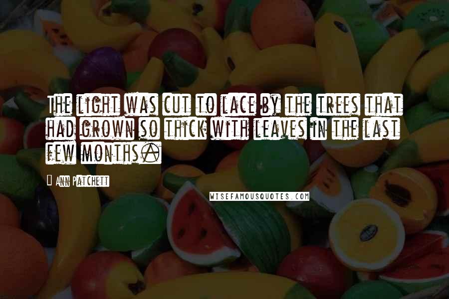 Ann Patchett Quotes: The light was cut to lace by the trees that had grown so thick with leaves in the last few months.