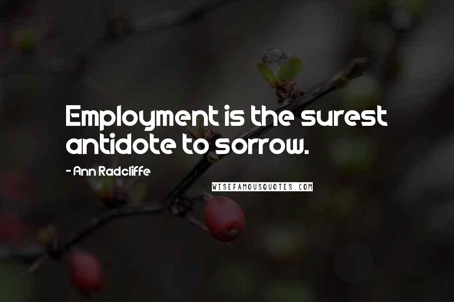 Ann Radcliffe Quotes: Employment is the surest antidote to sorrow.