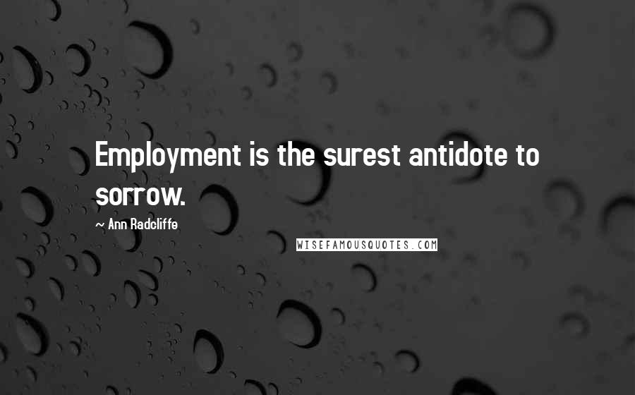 Ann Radcliffe Quotes: Employment is the surest antidote to sorrow.