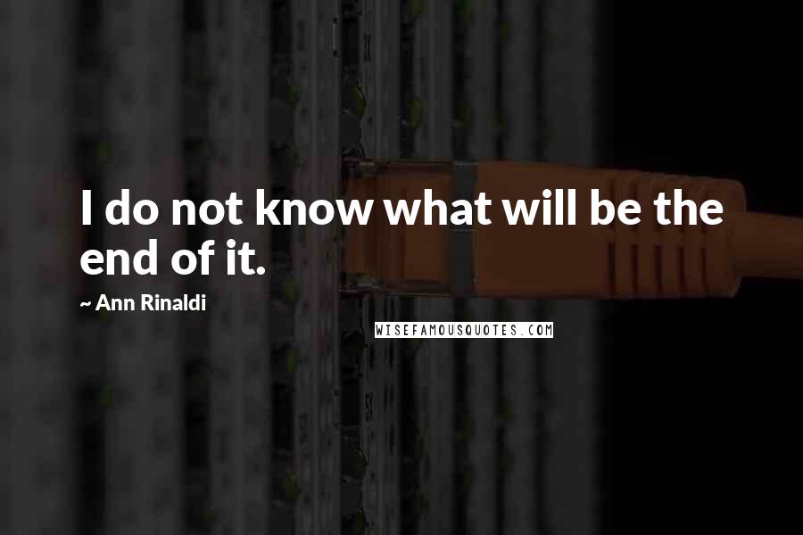 Ann Rinaldi Quotes: I do not know what will be the end of it.