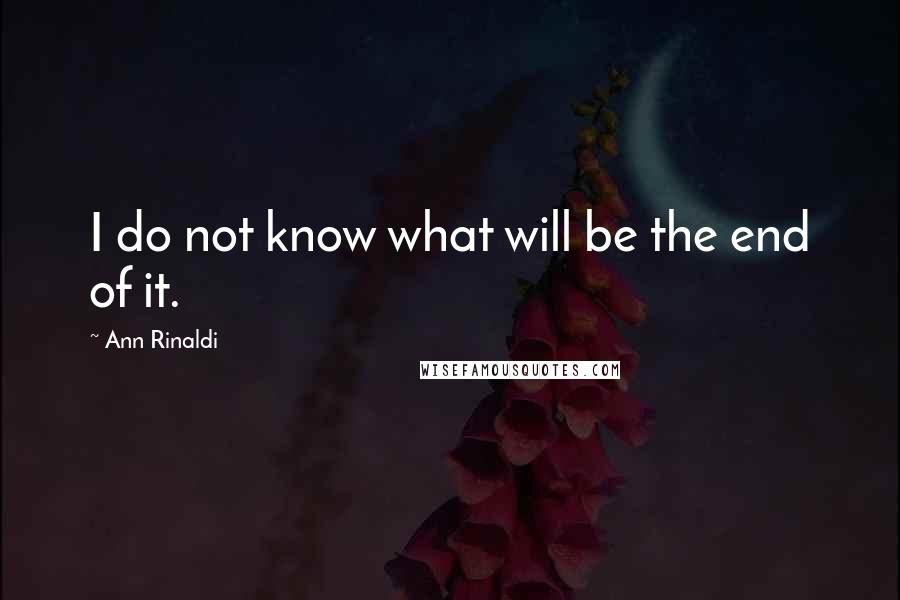 Ann Rinaldi Quotes: I do not know what will be the end of it.