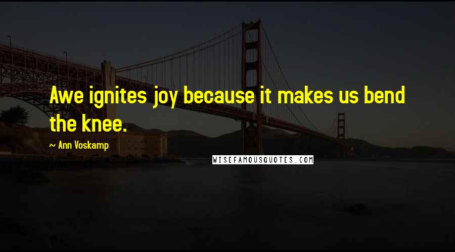 Ann Voskamp Quotes: Awe ignites joy because it makes us bend the knee.