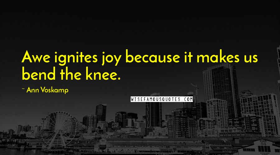 Ann Voskamp Quotes: Awe ignites joy because it makes us bend the knee.