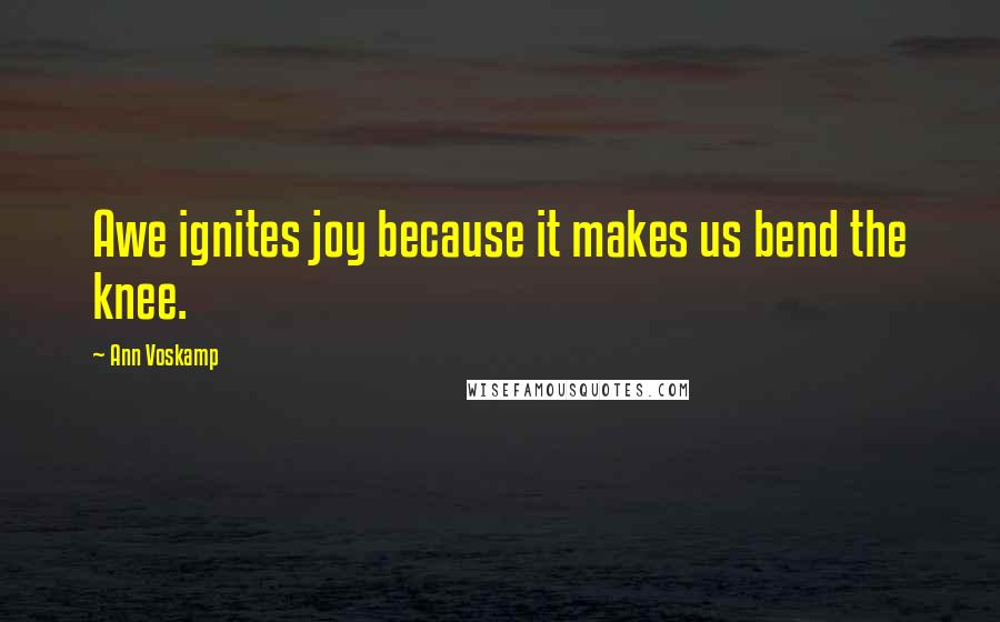 Ann Voskamp Quotes: Awe ignites joy because it makes us bend the knee.