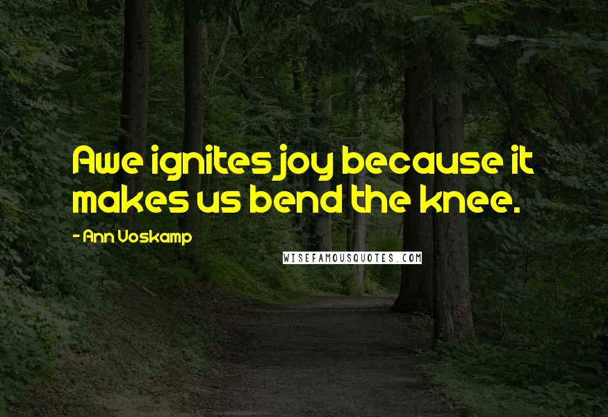 Ann Voskamp Quotes: Awe ignites joy because it makes us bend the knee.