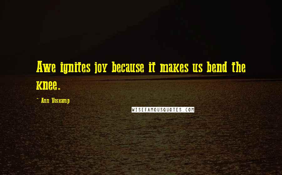 Ann Voskamp Quotes: Awe ignites joy because it makes us bend the knee.
