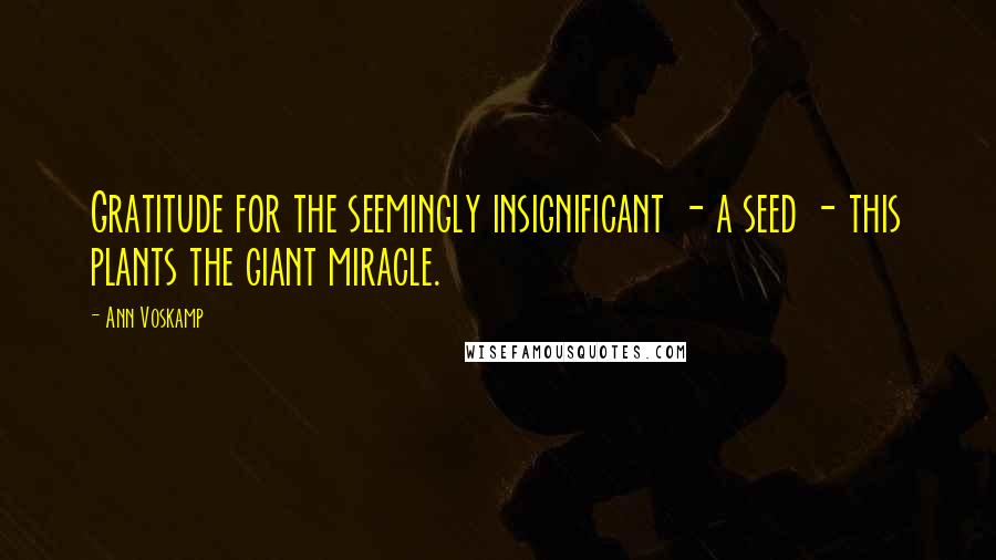 Ann Voskamp Quotes: Gratitude for the seemingly insignificant - a seed - this plants the giant miracle.
