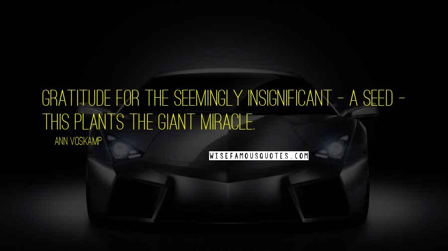 Ann Voskamp Quotes: Gratitude for the seemingly insignificant - a seed - this plants the giant miracle.