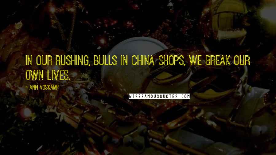 Ann Voskamp Quotes: In our rushing, bulls in china shops, we break our own lives.