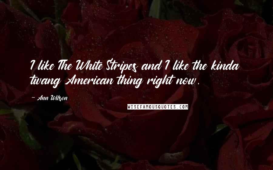 Ann Wilson Quotes: I like The White Stripes and I like the kinda twang American thing right now.