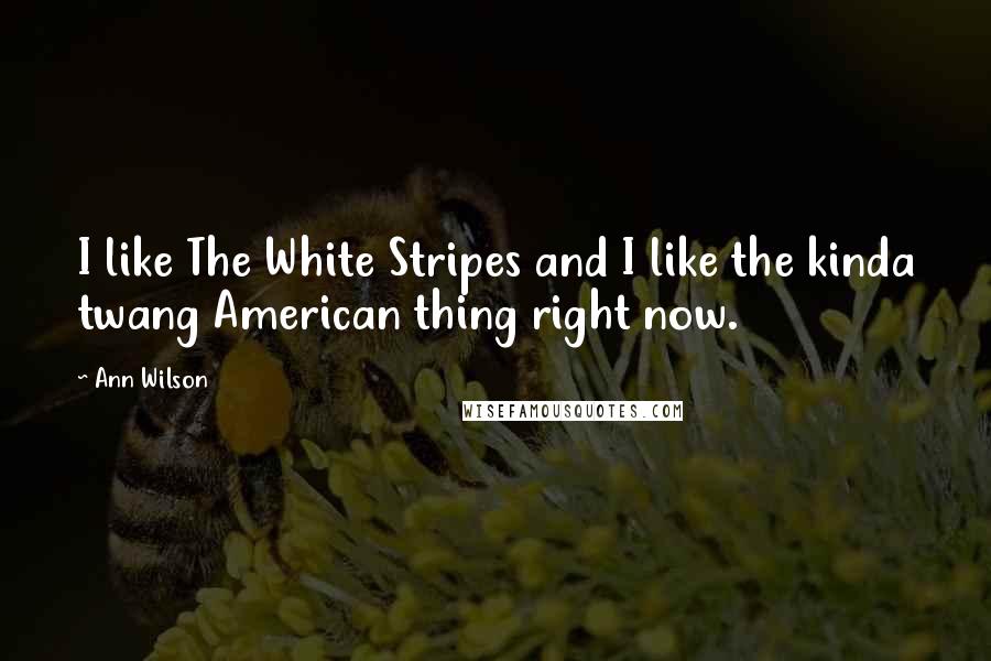 Ann Wilson Quotes: I like The White Stripes and I like the kinda twang American thing right now.